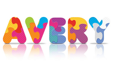 avery written with alphabet puzzle vector image