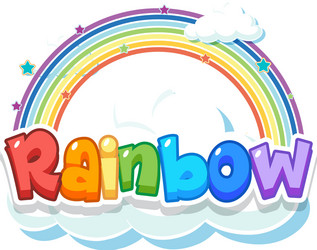 Rainbow word logo on the cloud vector