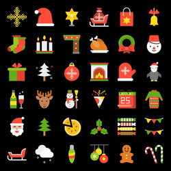 merry christmas theme set pixel perfect flatd icon vector image