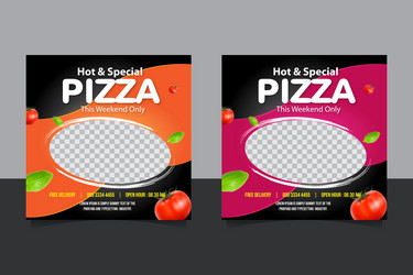 Social media banner post template for food pizza vector