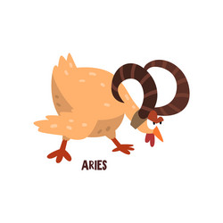 Aries zodiac sign funny chick character vector