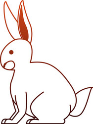 Rabbit wild animal on red lines vector