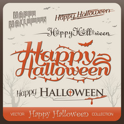 set of happy halloween greetings typography vector image