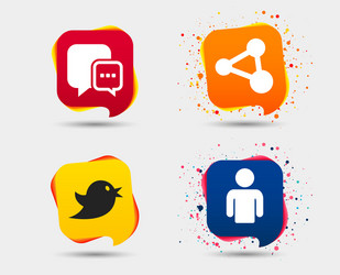 Social media icons chat speech bubble and share vector