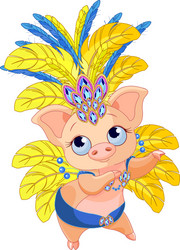 cute samba dancer pig vector image