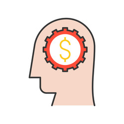 Human head cogwheel and money in brain vector