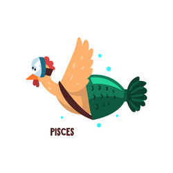 pisces zodiac sign funny chick character vector image