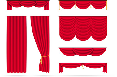 Red realistic curtains on white background vector