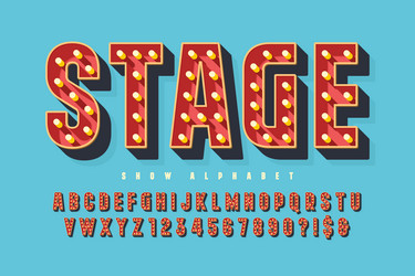 retro show alphabet design cabaret led lamps vector image