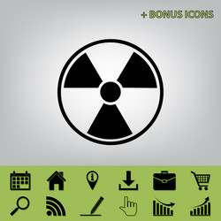 radiation round sign black icon at gray vector image