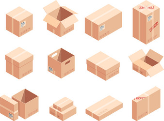 Fragile parcels isometric 3d vector