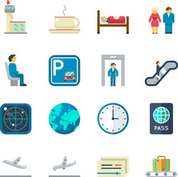 airport flat icons vector image