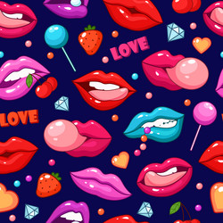 lips pattern fashion pop art style lip vector image