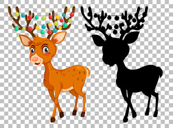 set deer cartoon and its silhouette vector image