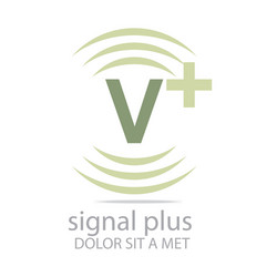 signal letter v plus green alphabet wireless vector image