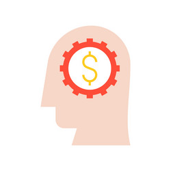 Human head cogwheel and money in brain vector