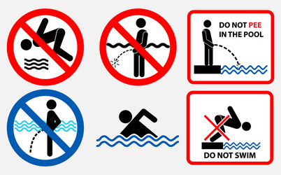 set of prohibition in the pool sign vector image