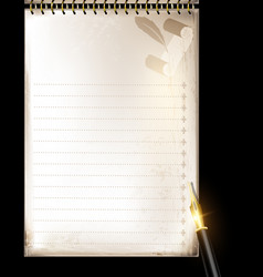 beige page of notepad and pen vector image