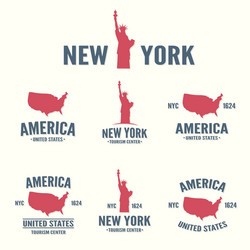 Collection of new york america usa icon or logo vector