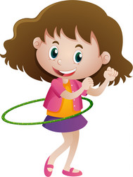 little girl playing hulahoop alone vector image