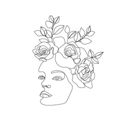 woman face line art logo vector image