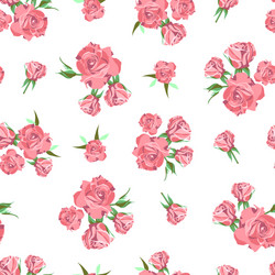 seamless pattern on white background rose flowers vector image