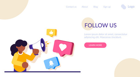 Follow us website ui concept on social vector