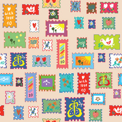 seamless pattern with post stamps - funny childish vector image