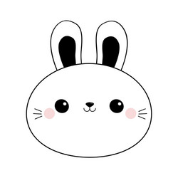 Bunny rabbit round face head line icon doodle vector