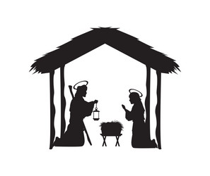 joseph maria and jesus icon merry christmas vector image