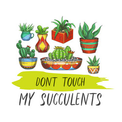 Sign with cactus or banner succulent plants vector