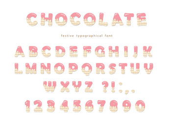 chocolate font cute letters and numbers can vector image