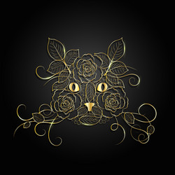 gold ornate cat face vector image