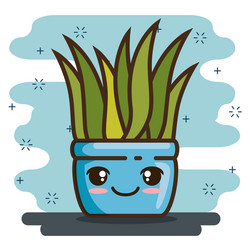 kawaii pot natural plant cartoon vector image