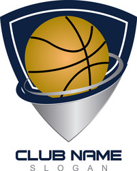 basketball ball shield vector image