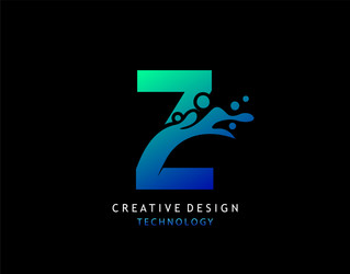 letter z water splash logo modern techno vector image