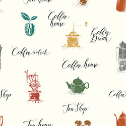 seamless pattern on tea and coffee theme vector image