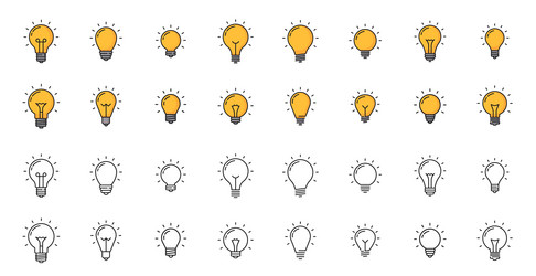 light bulb line icons creative idea symbols set vector image