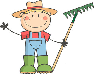 gardening kid waving a greeting vector image