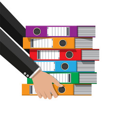 Files in hand ring binders office folders vector