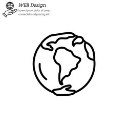 Planet earth icon thin line linear outline vector