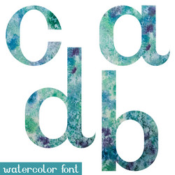 green-blue watercolor font abcd vector image