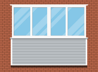 closed white plastic pvc glazed balcony front vector image