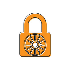 orange safe combination lock wheel icon isolated vector image