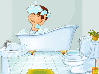 boy taking bath in bathroom vector image