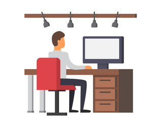 man working on computer business office vector image