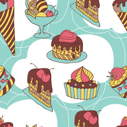 holiday seamless pattern from sweet cakes vector image