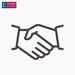 shaking hands line icon on white background vector image