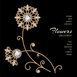 gold jewelry flowers vector image