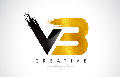 vb letter design with brush stroke and modern 3d vector image